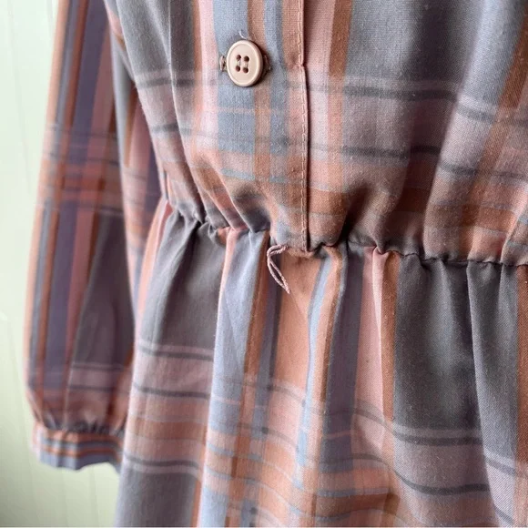 Pink Plaid 80s Midi Dress - Picture 5 of 10